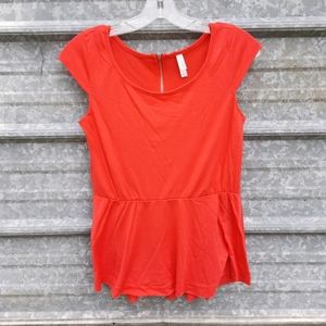 Orange Xhilaration Zip Up Back Peplum Shirt